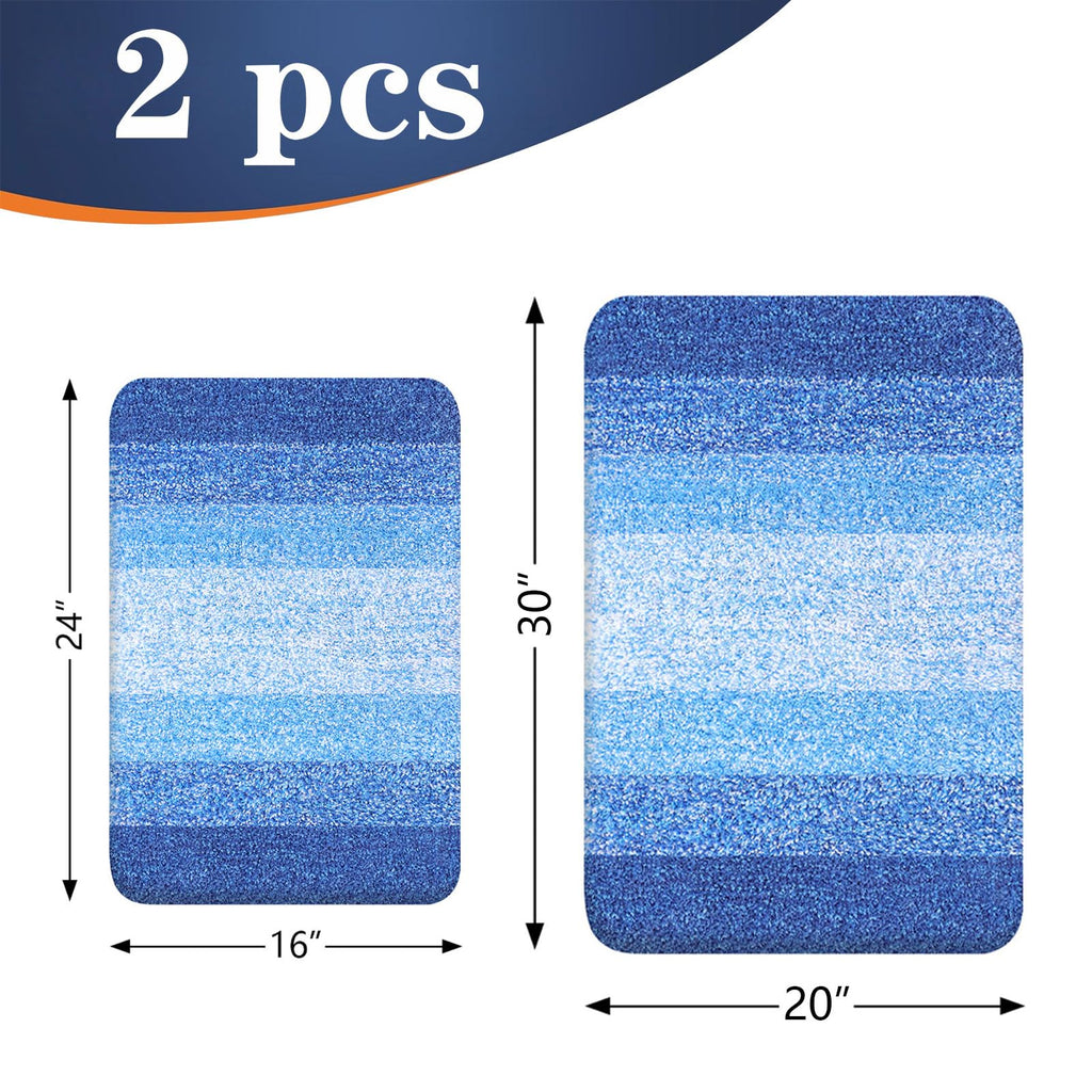 OLANLY Micorfiber Bathroom Rug Set 2 Piece, 30"x20"+24"x16"