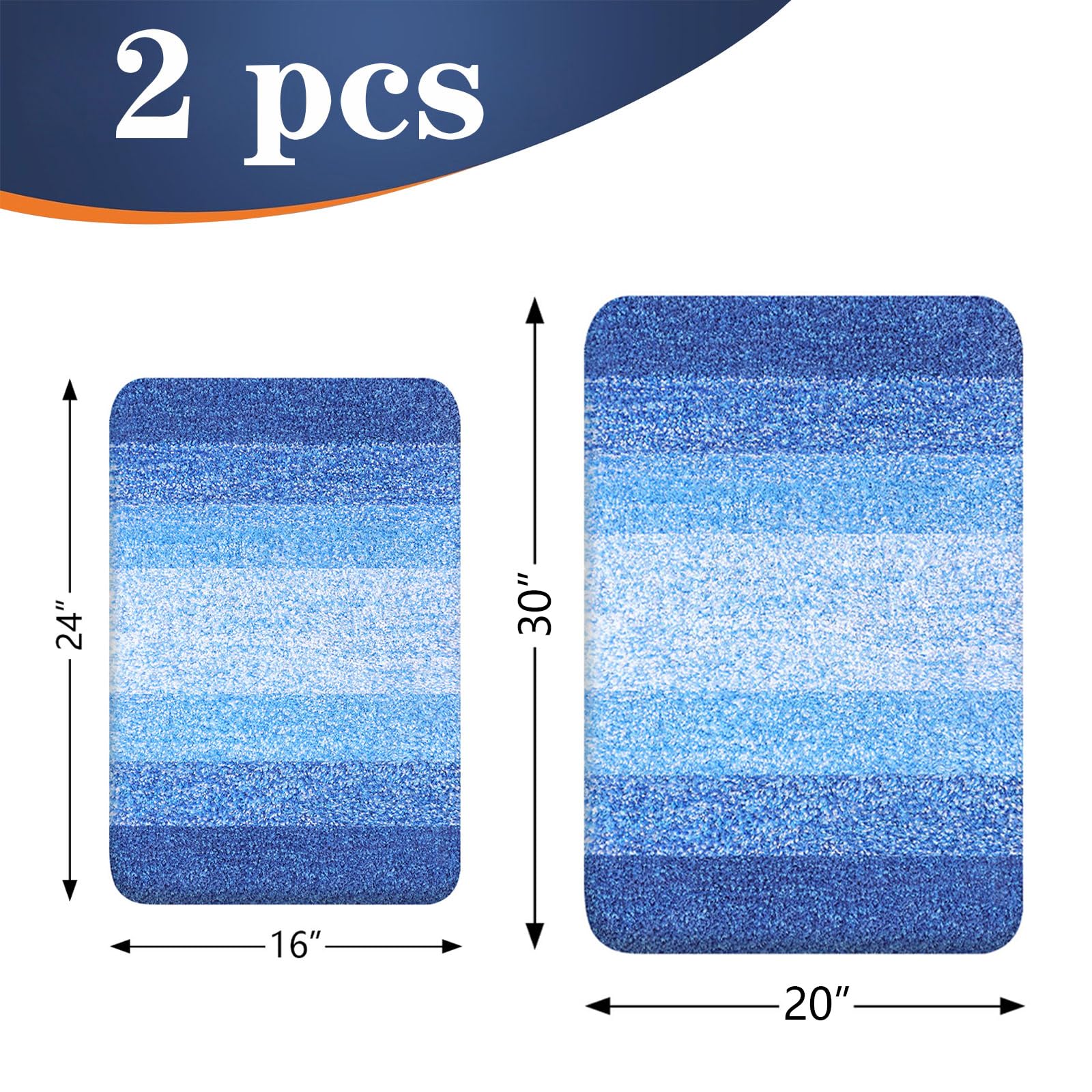 OLANLY Micorfiber Bathroom Rug Set 2 Piece, 30"x20"+24"x16"