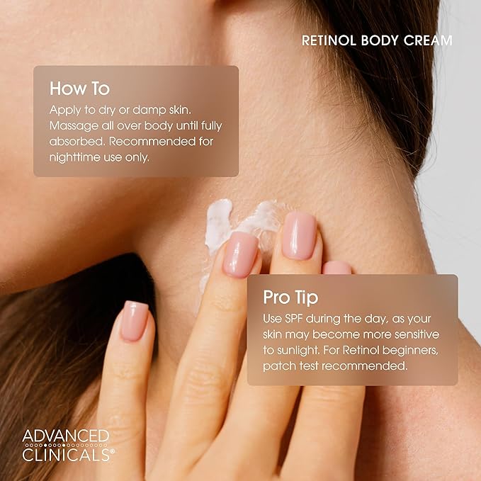 Advanced Clinicals Retinol Body Lotion & Face Moisturizer | Anti Aging Skin Care Retinol Body Cream For Women & Men Improves Appearance Of Fine Lines, Wrinkles, & Look Of Crepey Skin, W/Travel Size