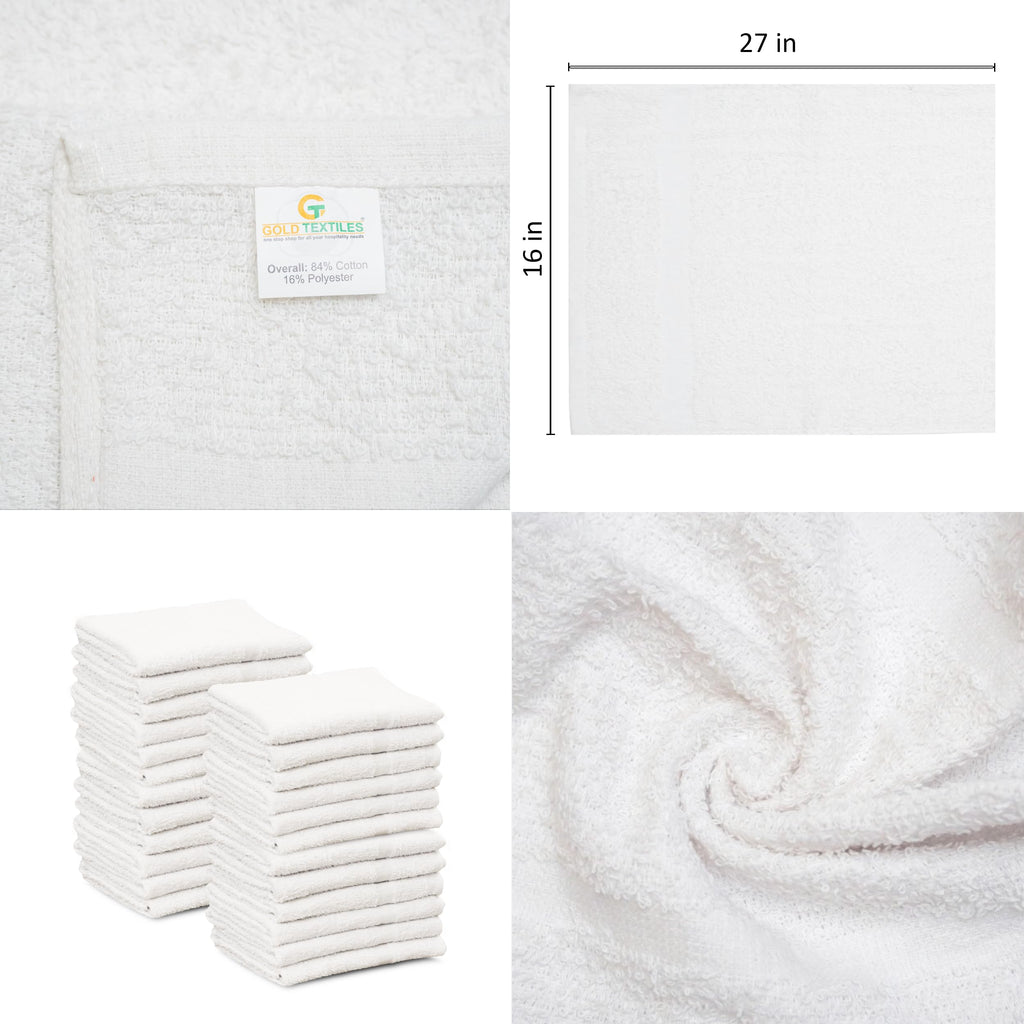 White 16x27 Inch Cotton Blend Economy Hand Towels Salon/Gym/Hotel Super use Absorbent Best for Kitchen,Janitorial,Home use Towels (60 Pack)