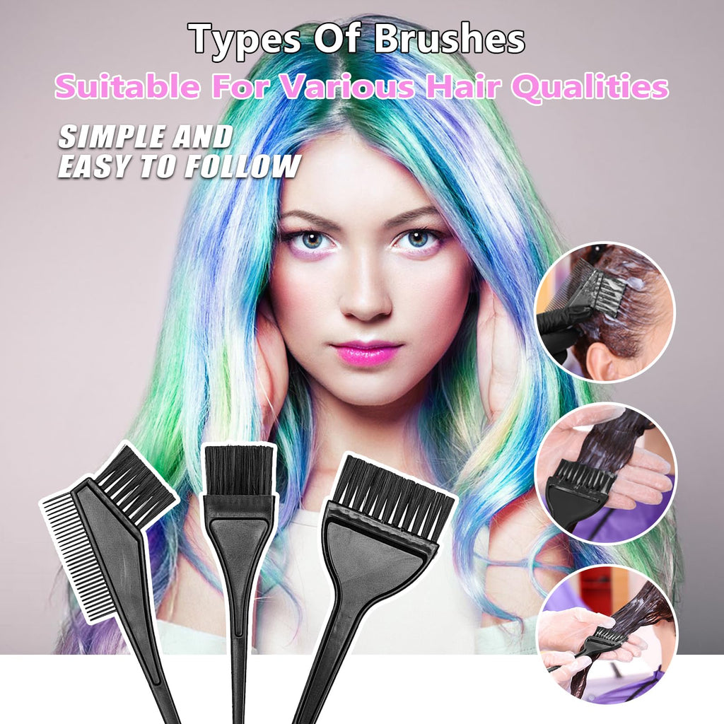 32 Pcs Hair Dye Coloring Kit,Hair Dye Tools for DIY Salon.Hair Dye Brush and Bowl Set/Highlighting Frosting Cap with Plastic Hooks/Dye Brush/Ear Cover/Gloves/Comb/Hairpin/Hair Coloring Cape(Pink)