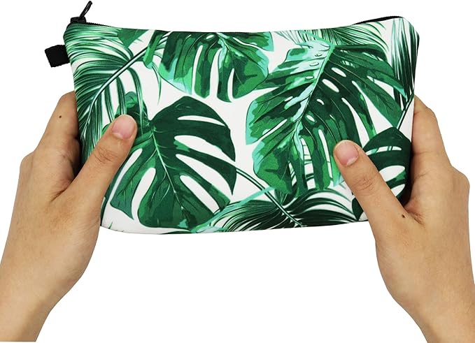 Aiphamy Cute Travel Makeup Bag Cosmetic Bag Small Pouch Gift for Women (Leaves)