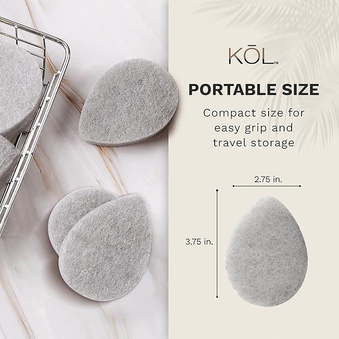 KOL Face Scrubber, Charcoal Infused Exfoliating Facial Cleansing Pads, Disposable Exfoliator Face Sponge for Daily Cleaning and Makeup Removal, 12 Count