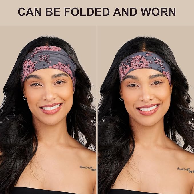 DiyJibb Boho Headbands for Women, 7PCS Fashion Wide Hair Bands for Summer Vacation & Music Festival