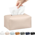 Long Tissue Box Cover, PU Leather Tissue Holder Rectangle, Facial Paper Organizer, Modern Dispenser for Bathroom, Kitchen, Home, Office, Tabletop (1, Apricot Pink, Tall)