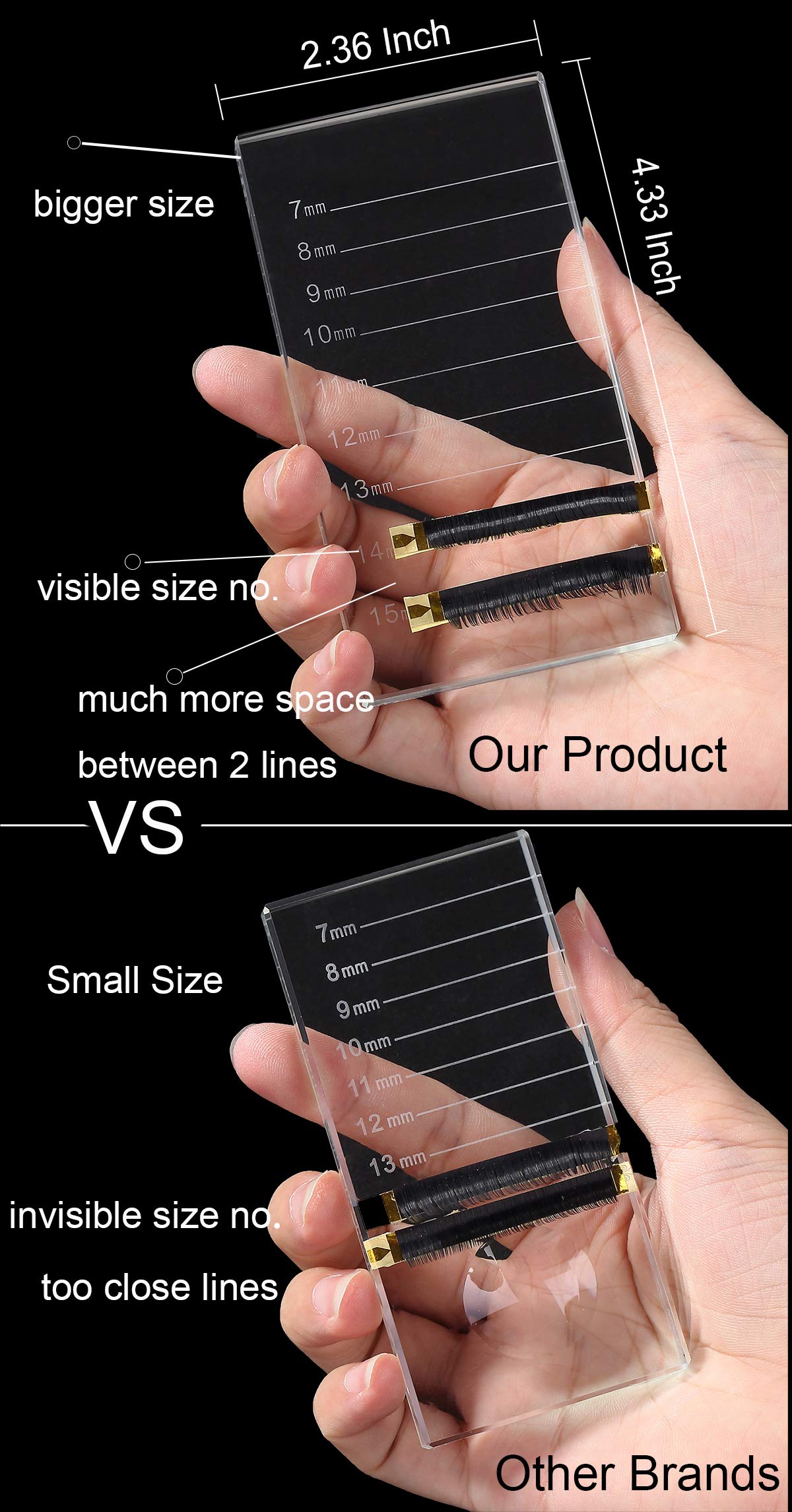 Eyelash Extension Crystal Pallet Lash Holder Tray Bigger Size with Storage Case 4.3x2.4 Inch,7-15 mm