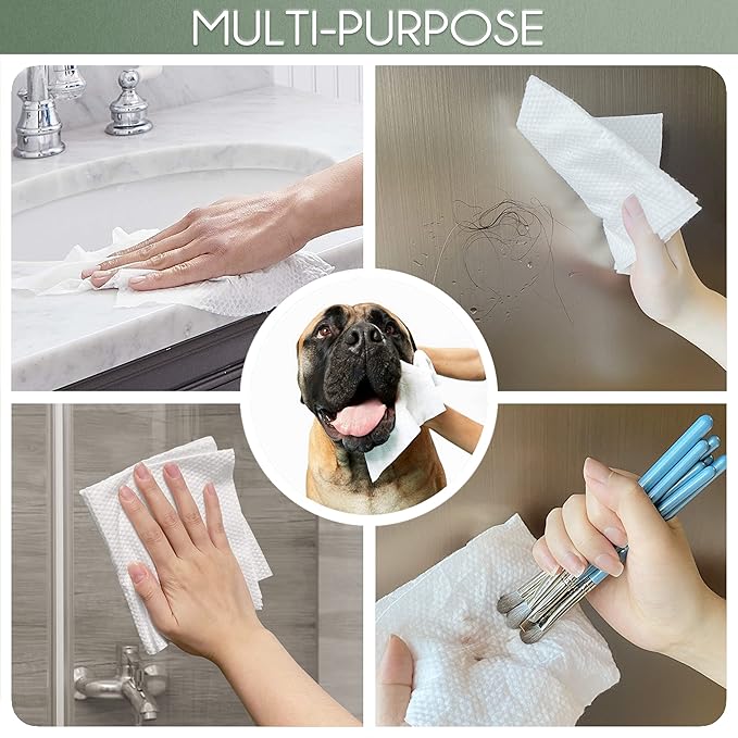 WOWOTEX Bamboo Viscose Disposable Face Towel Biodegradable Large Dry Face Wipes 120 Count Extra Thick Soft Clean Facial Towels for Sensitive Skin, Makeup Removing, Facial Cleansing