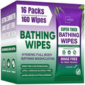 OPTEEL Super Thick Bathing Wipes for Adults Bathing No Rinse – Full Body Shower Wipe, Ideal for Men, Women & Elderly – Extra Large & Soft Travel Wipes Perfect Alternative to Shower – 16 Packs (160ct)