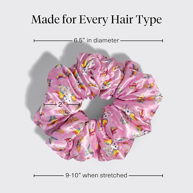Lisa Frank x Kitsch Pillow Satin Scrunchies for Women - Hair Ties No Damage, No Crease Hair Accessories | For Day or Night Use - 2pcs