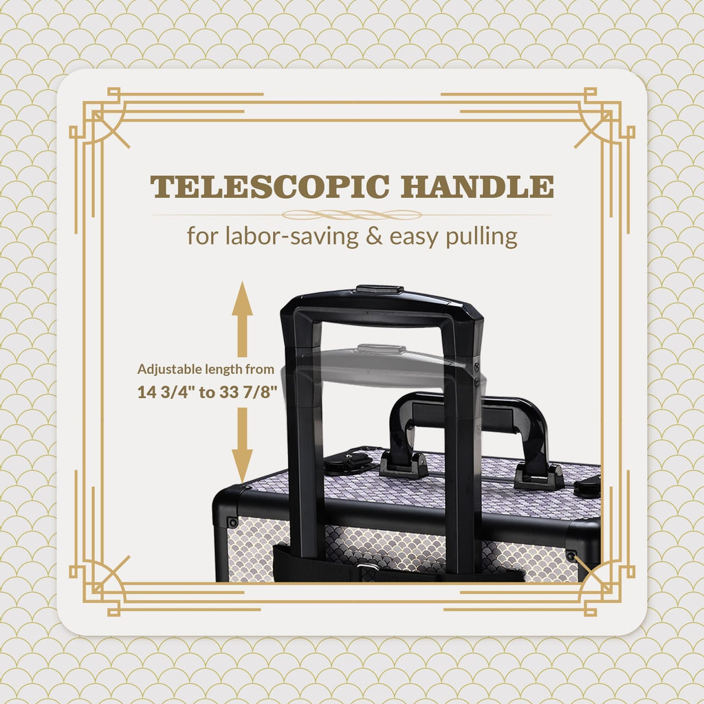 BYOOTIQUE 3-Piece Rolling Makeup Train Case on Wheels Travel Makeup Artist