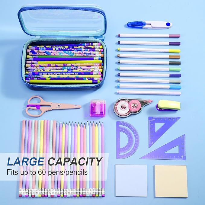 4 Pcs Hard Clear Zipper Case Hard Shell Plastic Pencil Case Large Transparent Pencil Box Portable Travel Organizer Toy Storage Bins for Home Office Cosmetics(Gray,Dark Blue,Blue,Black)