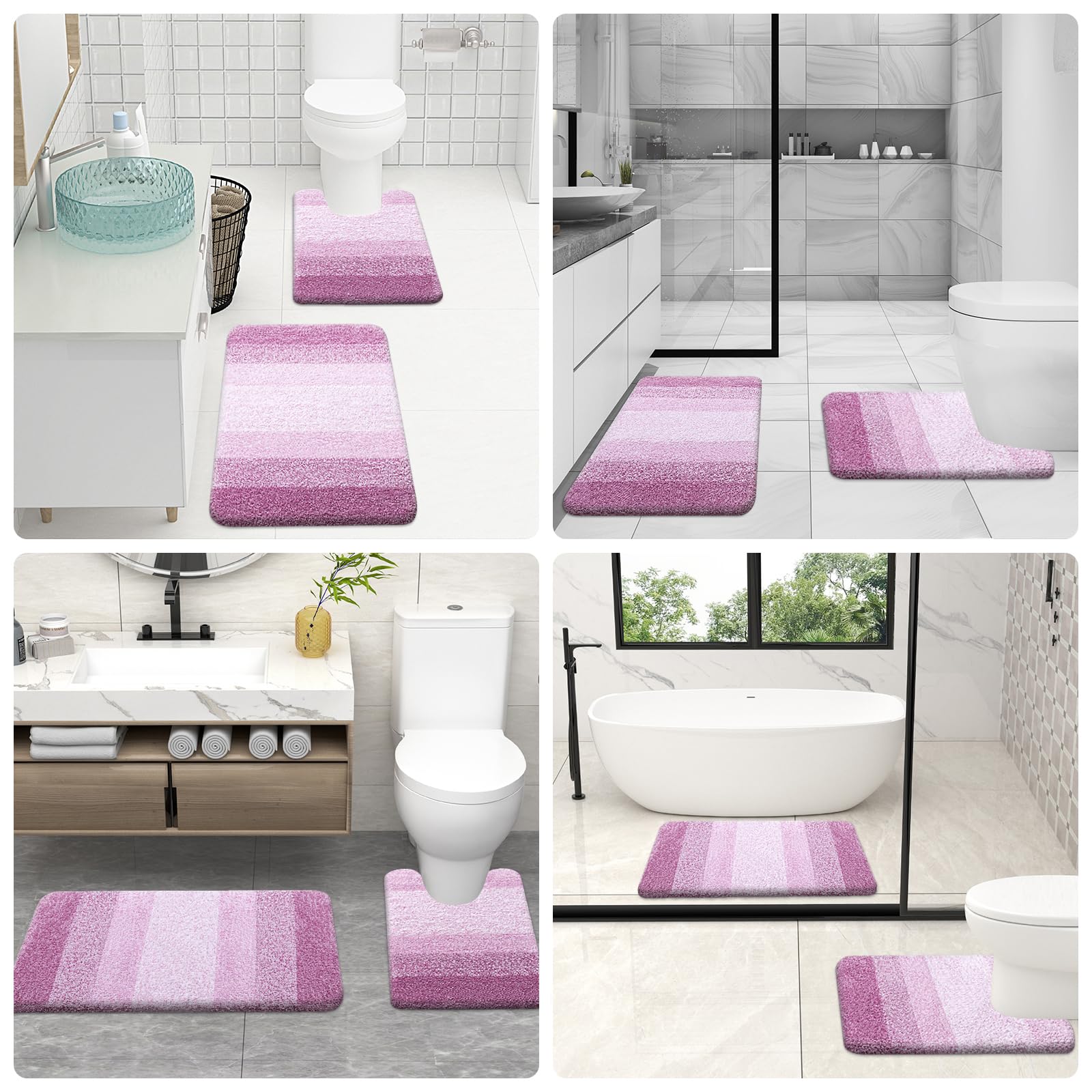 OLANLY Micorfiber Bathroom Rug Set 2 Piece, 30"x20"+24"x16"