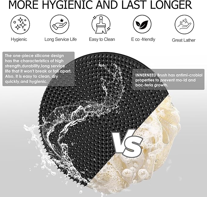 INNERNEED Food-Grade Soft Silicone Body Scrubber Shower Brush, Pack of 3