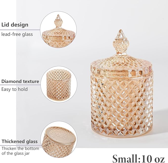 2 Pack Qtip Holder Apothecary Jars with Lid, Thick Glass, Amber