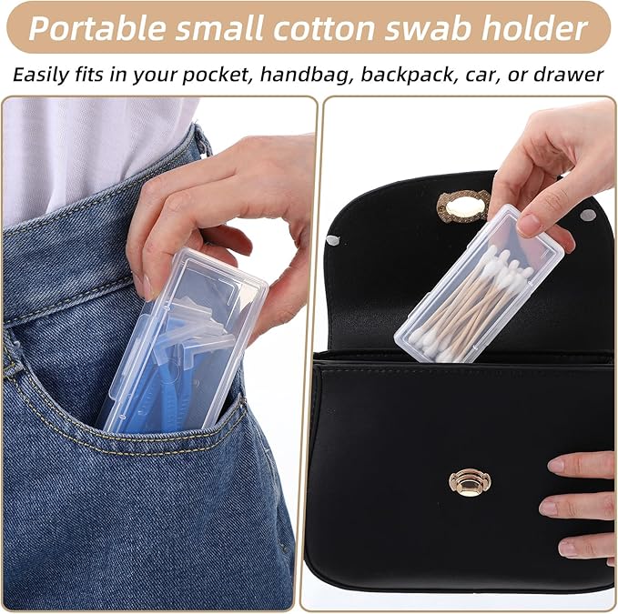 Matwsec 3PCS Floss Pick Holder Cotton Swab Holder Cotton Pad Holders Dental Floss Holders with Lid for Travel Cottons Buds Flosss Small Items