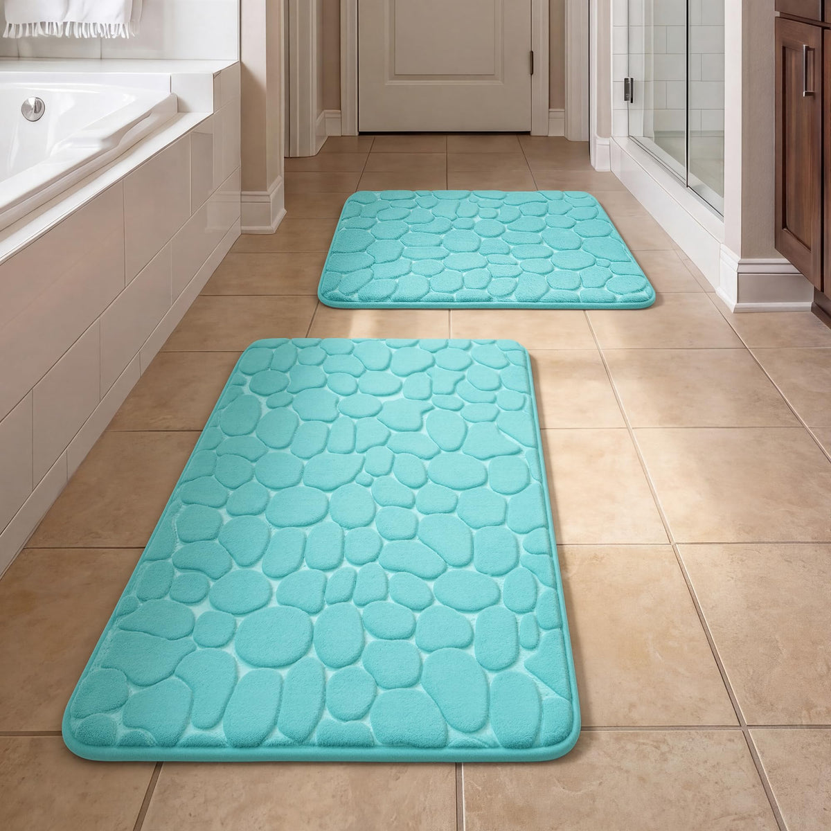 YIHOUSE Bathroom Rugs Mat Set, Memory Foam Bath Mat 5 Piece Dark Grey