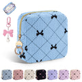 Playexen Period Bag for Teen Girls, Corduroy Sanitary Napkin Pouch, B-LBlue