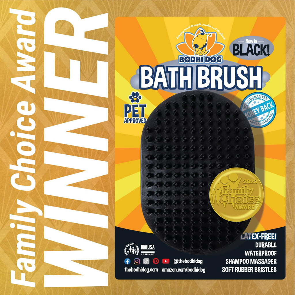 Bodhi Dog Shampoo Brush - Pet Grooming & Bath Supplies for Dogs and Cats - Bath Brush for Long & Short Hair - Premium Scrubber for Shower, Showerhead, Sprayer & Bathing (One Pack, Black)