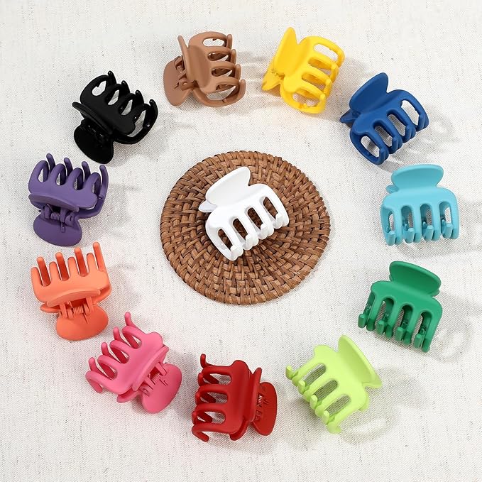 Sisiaipu 12Pcs Hair Clips for Women 1.8 Inch Small Claw Clips for Thin Hair Medium Hair Claw Clips for Thick Hair Accessories for Women Girls (Dopamine)