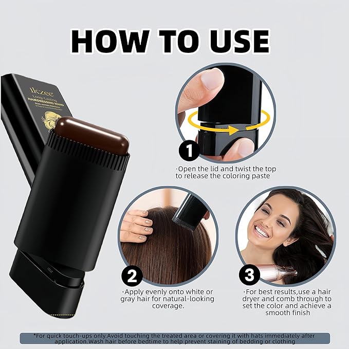 Temporary Hair Dye Comb for Gray Hair Coverage, Disposable Hair Color Stick with Precision Brush, Advanced Non-Irritating & Smudge-Proof Formula, Quick Root & Sideburn Touch-Up (light brown)