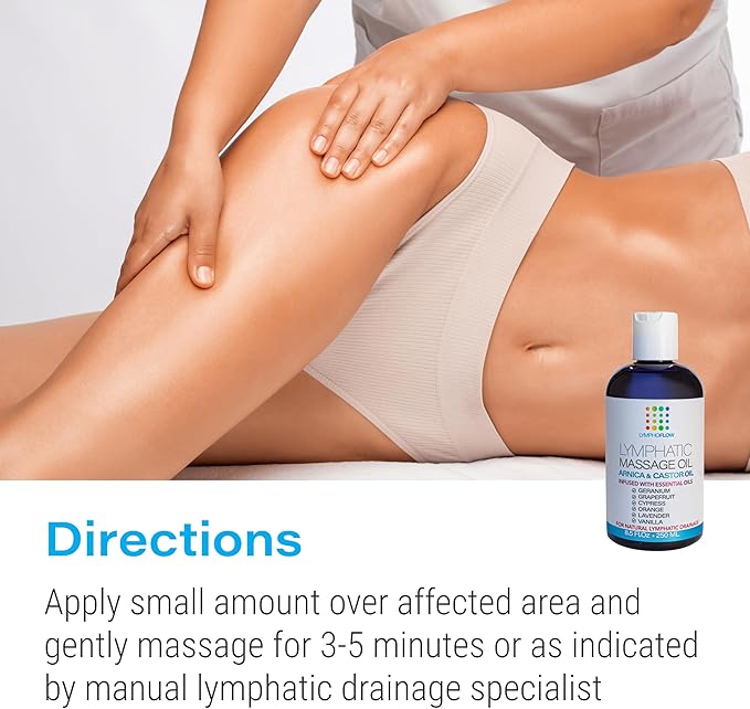Bruizex Lymphatic Drainage Massage Oil with Arnica & Cold Pressed Castor Oil- Lightweight Non-Greasy Body Massage Oil for Daily Lymphatic Massage, Aftercare Routine, Post Surgery, BBL, Lipo - 8.5 Oz