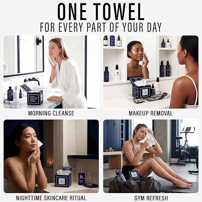 Clean & Clear Face Towels, Disposable Luxury Facial Towels, 100% Viscose Lint-Free Ultra Soft Dry Wipes for All Skin Types, Facial Drying & Gentle Makeup Removal, XL 10×12 Size, 50 Count