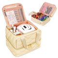 YOREPEK Nail Polish Organizer Case Holds 42+ Bottles (15ml/0.5 fl.oz), 2-Layer Nail Kit Bag with Compartments for Nail Supplies, UV Lamp, Nail Tech Organizers and Storage for Manicure Tools, Beige