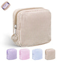 Playexen Period Bag for Teen Girls, Stripes Sanitary Napkin Storage Bag with Ring Buckle, Menstrual Pad Pouches Tampon Holder for Purse (Khaki)