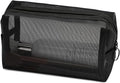 TOPASION Portable Mesh Makeup Bag with Zipper Small Travel Toiletry Bag Lightweight Cosmetic Pouch (Black Square)