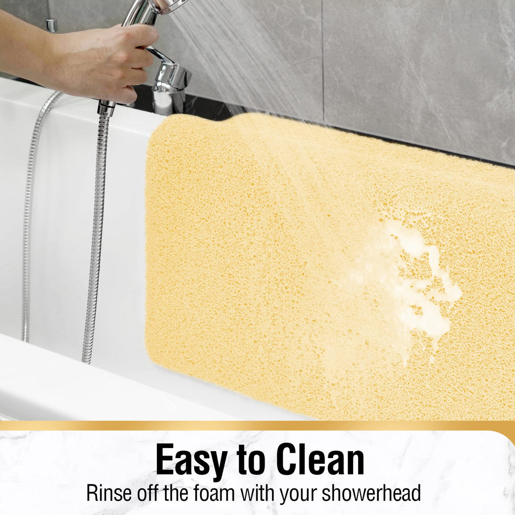 HITSLAM Shower mat Non Slip, 24 x 32 Inch Bathtub Mat Non Slip with Drain, Soft PVC Loofah Shower Bath Mat for Tub, Quick Drying Bathroom Shower Mat, Beige