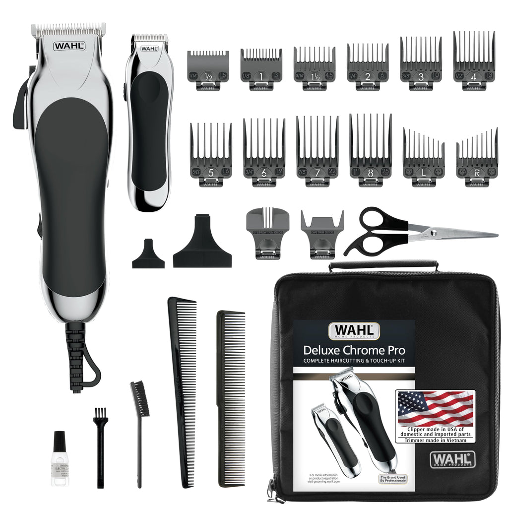 Wahl Clipper USA Deluxe Corded Chrome Pro Complete Hair & Trimming Kit