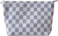 itgowisa Blue Checkered Makeup Bag, Travel Makeup Pouch for Women, Purse