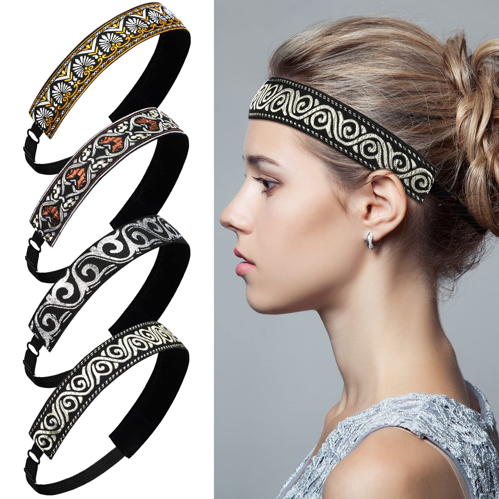 Sintege 8 Pcs Woman Elastic Headband Adjustable Non Slip Headbands,Fresh