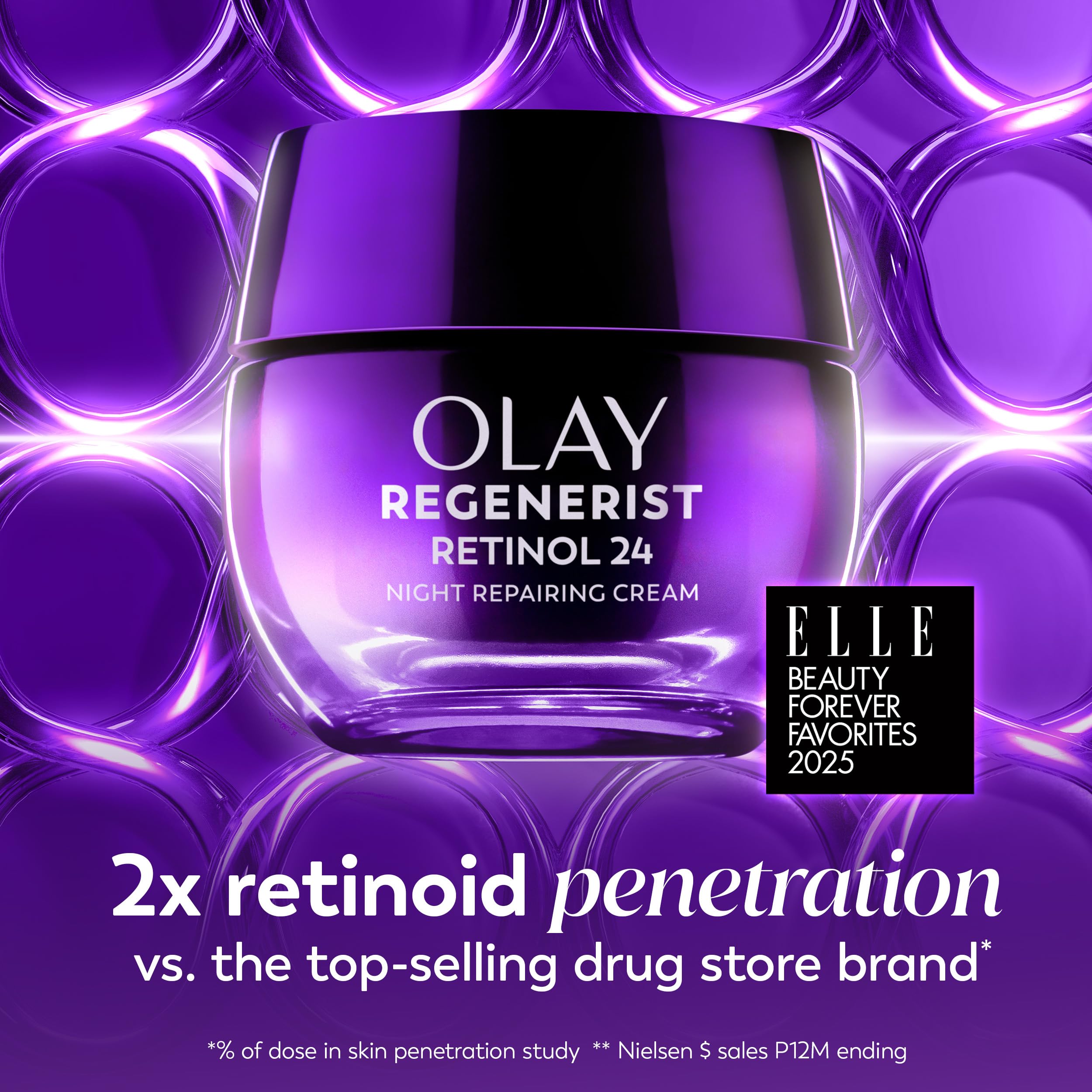 Olay Retinol Night Cream for Women, Anti-Aging Face Moisturizer, Fragrance-Free, Non Greasy - Anti-Wrinkle, Smooth Fine Lines, Hydrating Skin Care - Triple Collagen Cream, Peptide, Niacinamide, 1.7oz