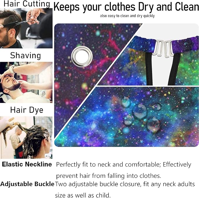 visesunny Barber Cape Abstract Bright Colorful Universe Nebula Night Starry Sky Multicolor Shiny Outer Space Glittering Polyester Hair Cutting Salon Cape Apron Anti-Static Haircut Water-Resistant S