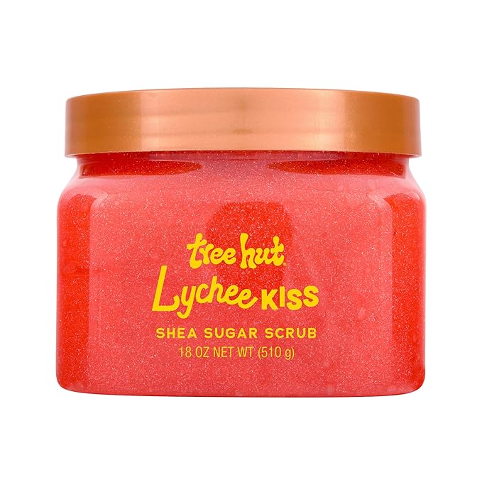 Tree Hut Lychee Kiss Body Scrub, Exfoliating Sugar Scrub, Vegan, 18 Oz