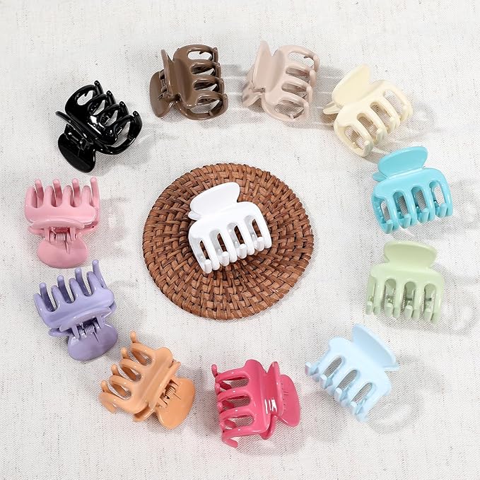 Sisiaipu 12Pcs Hair Clips for Women 1.8 Inch Small Claw Clips for Thin Hair Medium Hair Claw Clips for Thick Hair Accessories for Women Girls (Gloss Colorful)