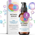 GLEOW Retinol Serum for Face with Hyaluronic Acid and Vitamin E, Gentle Retinol Face Serum Targets the Appearance of Fine Lines and Wrinkles, 2oz