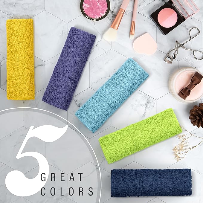 DecorRack 100% Cotton Washcloths 12x12 in, Assorted Set 3 (10 Pack)