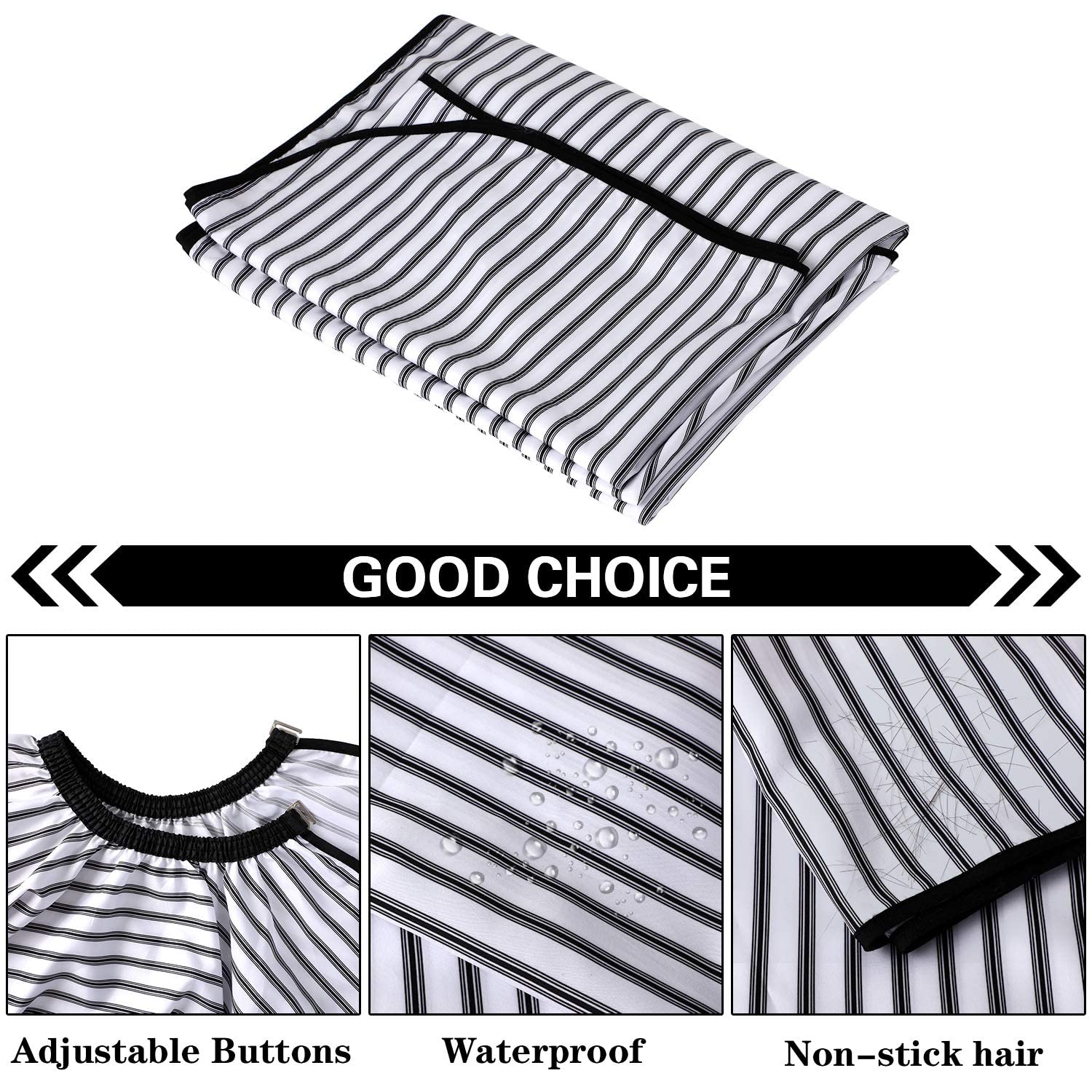 FEBSNOW Professional Hair Cutting Cape with Neck Duster Brush, Salon Barber Cape, Hair Cutting Accessories (Stripe)…