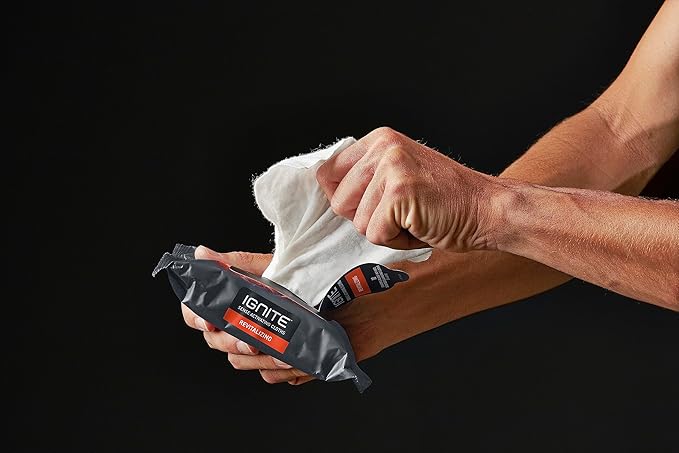 Ignite Mens Body Wet Wipes, Extra Thick 8" x 8" Shower Wipes, Revitalizing Scent, 10 Count (Pack of 3)