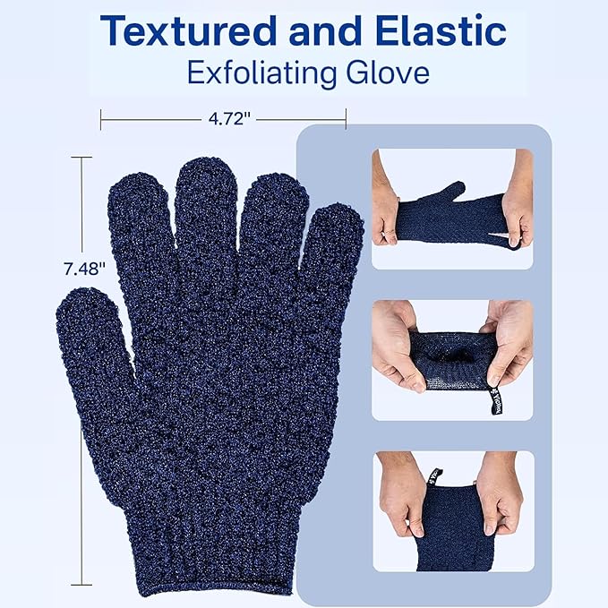 Yiclick Heavy Exfoliating Gloves, Exfoliating Body Scrubber for Bath Shower Exfoliation, Body Scrub Exfoliator for Dead Skin Remover, Exfoliate Sponge Loofah Washcloth Mitt Men Women