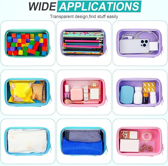 4 Pcs Hard Clear Zipper Case Hard Shell Plastic Pencil Case Large Transparent Pencil Box Portable Travel Organizer Toy Storage Bins for Home Office Cosmetics(Beige, Orange, Dark Blue, Green)