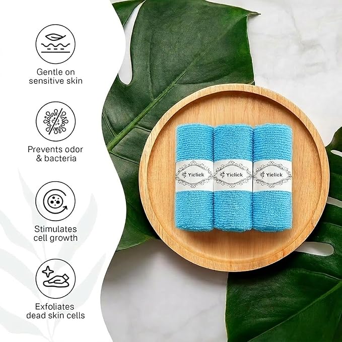 Yiclick Exfoliating Washcloth Towel- Exfoliating Body Scrubber Exfoliator, Back Scrubber for Shower Bath, Exfoliate Rags Wash Cloths, Loofah Lufa Sponge, Body Scrub & Exfoliation Women Men