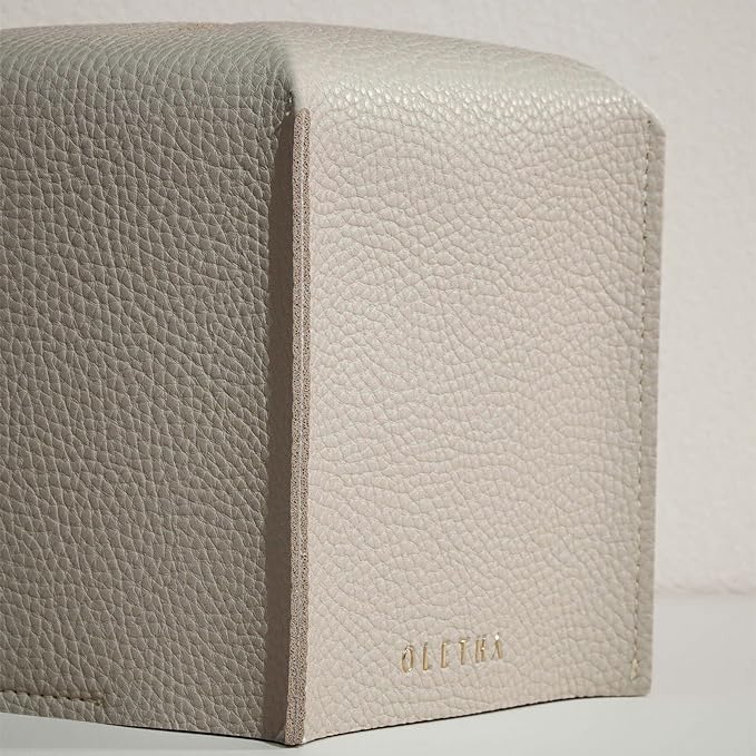 OLETHA Square Tissue Box Cover - Aesthetic Desk Decor for Room, Home & Office - Tissues Cube Boxes Holder - Light Taupe