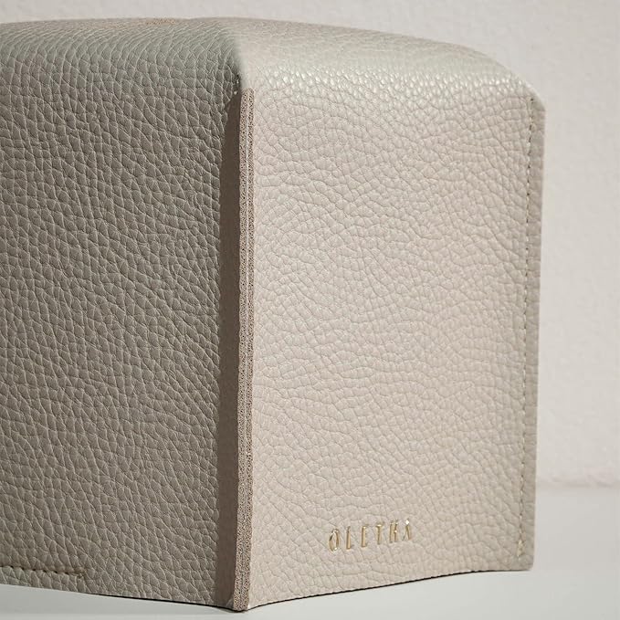 OLETHA Square Tissue Box Cover - Aesthetic Desk Decor for Room, Home & Office - Tissues Cube Boxes Holder - Light Taupe, Set of 2