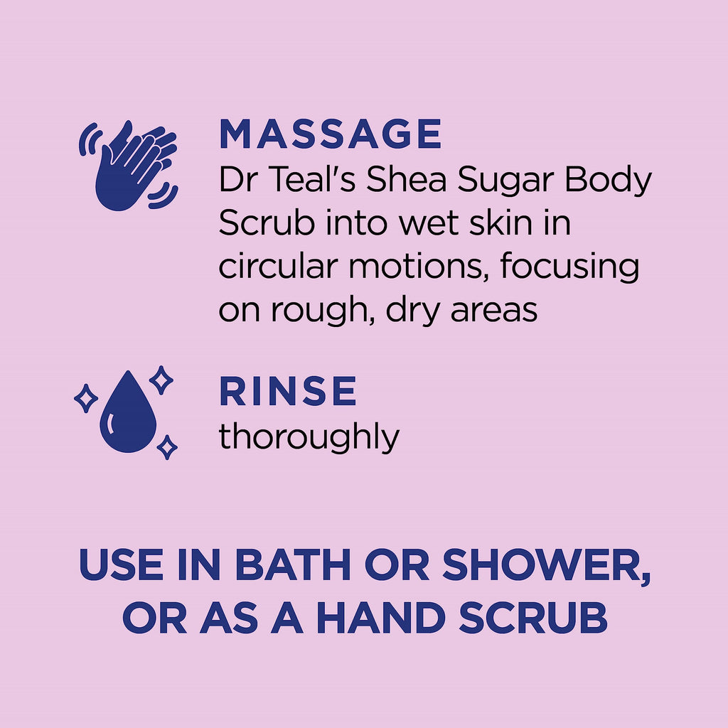 Dr Teal's Shea Sugar Body Scrub, Black Elderberry with Essential Oils, 19 oz (Pack of 3)