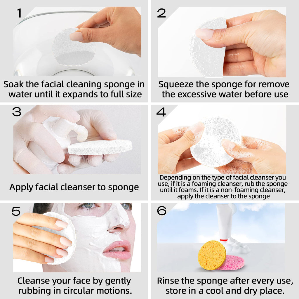 Kickleen 120-Count White Compressed Facial sponges for Daily Cleaning
