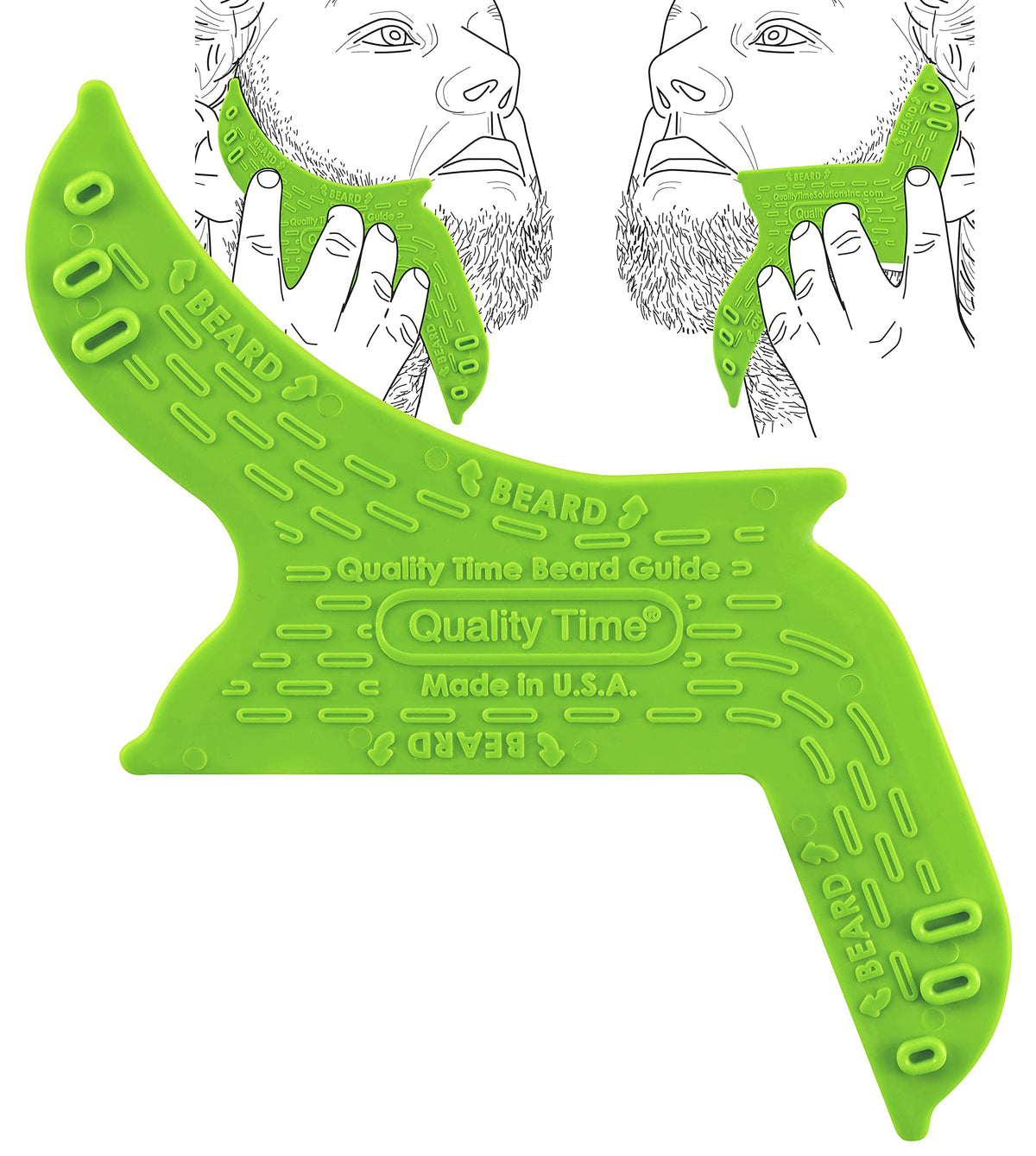 Quality Time Beard Shaping Tool Guide; Flexible Beard Guard, Do-it-Yourself, Innovative Design Template, Haircut Trimming Stencil - Beard Lineup Shaving Guide, Made in USA