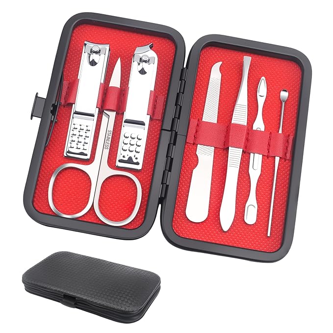 Manicure Set Stocking Stuffers for Men, Stocking Stuffers for Teens Manicure Kit Nail Clippers Kit Grooming Kit Pedicure Care Tool for Men Dad Birthday Gifts for Teen Boy Father Father's Day Silver